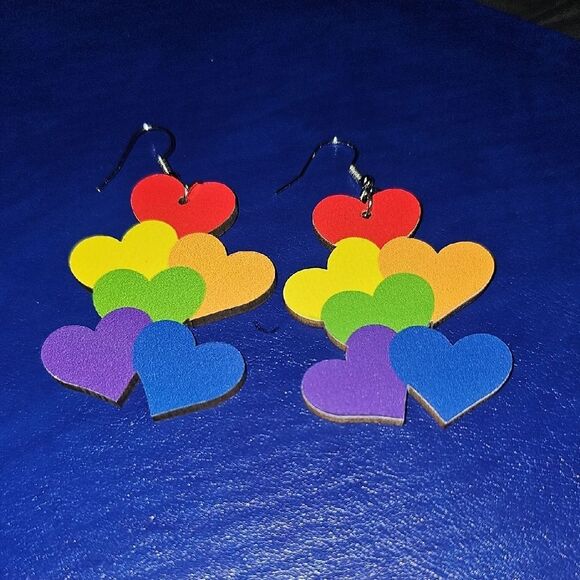 Colorful Heart Earrings - Picture 1 of 3